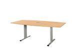 Schäfer Shop Select Besprechungstisch Planova Basic, mit Tischanschlussfeld, Boot, T-Fuß, B 2000 x T 1000 x H 717 mm, Buche/weißaluminium RAL 9006