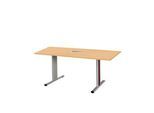 Schäfer Shop Select Besprechungstisch Planova Basic, mit Tischanschlussfeld, Rechteck, T-Fuß, B 1600 x T 800 x H 717 mm, Buche/weißaluminium RAL 9006