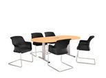Schäfer Shop Select Besprechungstisch Planova Basic, mit Tischanschlussfeld, Oval, T-Fuß, B 2000 x T 1000 x H 717 mm, Buche/weißaluminium RAL 9006