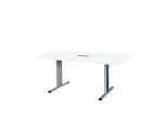 Schäfer Shop Select Besprechungstisch Planova Basic, mit Tischanschlussfeld, Rechteck, T-Fuß, B 1600 x T 800 x H 717 mm, weiß/weißaluminium RAL 9006