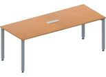 Schäfer Shop Genius Konferenztisch MODENA FLEX, 3-fach Anschluss, Rechteck, 4-Fuß Quadratrohr, B 2000 x T 800 x H 720-840 mm, Buche/weißalu