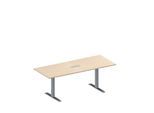 Schäfer Shop Genius Konferenztisch MODENA FLEX, 3-fach Anschluss, Rechteck, T-Fuß Rechteckrohr, B 2000 x T 800 x H 650-850 mm, Ahorn/weißalu