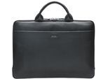 Messenger Bag JOOP "cardona samu briefbag shz", Herren, Gr. B/H/T: 38cm x 27cm x 2cm, schwarz, Leder, leicht glänzend, unifarben, Taschen, im Trolley-Aufsteck-System