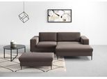 Ecksofa DOMO COLLECTION "Modica kompakt und elegant, Breite 244, L-Form", grau (taupe), B:244cm H:83cm T:173cm, Sofas, Ecksofa, Auch in Cord, Fußhöhe passend für gängige Saugroboter