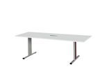 Schäfer Shop Select Besprechungstisch Planova Basic, mit Tischanschlussfeld, Rechteck, T-Fuß, B 2000 x T 800 x H 717 mm, lichtgrau/weißalu
