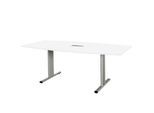 Schäfer Shop Select Besprechungstisch Planova Basic, mit Tischanschlussfeld, Boot, T-Fuß, B 2000 x T 1000 x H 717 mm, weiß/weißaluminium RAL 9006