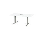 Schäfer Shop Select Besprechungstisch Planova Basic, mit Tischanschlussfeld, Rechteck, T-Fuß, B 1600 x T 800 x H 717 mm, weiß/weißaluminium RAL 9006