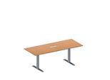Schäfer Shop Genius Konferenztisch MODENA FLEX, 3-fach Anschluss, Rechteck, T-Fuß Rechteckrohr, B 2000 x T 800 x H 650-850 mm, Buche/weißalu