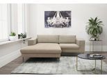 Ecksofa DOMO COLLECTION "Modica kompakt und elegant, Breite 244, L-Form", braun (schlamm), B:244cm H:83cm T:173cm, 100% Polyester, Sofas, Ecksofa, Auch in Cord, Fußhöhe passend für gängige Saugroboter