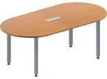 Schäfer Shop Genius Konferenztisch MODENA FLEX, 3-fach Anschluss, Oval, 4-Fuß Quadratrohr, B 2000 x T 1000 x H 720-840 mm, Buche/weißalu