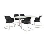 Schäfer Shop Select Besprechungstisch Planova Basic, mit Tischanschlussfeld, Oval, T-Fuß, B 2000 x T 1000 x H 717 mm, weiß/weißaluminium RAL 9006