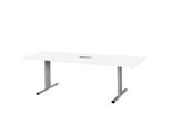 Schäfer Shop Select Besprechungstisch Planova Basic, mit Tischanschlussfeld, Rechteck, T-Fuß, B 2000 x T 800 x H 717 mm, weiß/weißaluminium RAL 9006