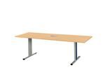 Schäfer Shop Select Besprechungstisch Planova Basic, mit Tischanschlussfeld, Rechteck, T-Fuß, B 2000 x T 800 x H 717 mm, Buche/weißaluminium RAL 9006