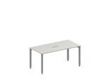 Schäfer Shop Genius Konferenztisch MODENA FLEX, 3-fach Anschluss, Rechteck, 4-Fuß Quadratrohr, B 1600 x T 800 x H 720-840 mm, lichtgrau/weißalu