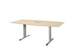 Schäfer Shop Select Besprechungstisch Planova Basic, mit Tischanschlussfeld, Boot, T-Fuß, B 2000 x T 1000 x H 717 mm, Ahorn/weißaluminium RAL 9006