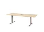 Schäfer Shop Select Besprechungstisch Planova Basic, mit Tischanschlussfeld, Rechteck, T-Fuß, B 2000 x T 800 x H 717 mm, Ahorn/weißaluminium RAL 9006