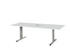 Schäfer Shop Select Besprechungstisch Planova Basic, mit Tischanschlussfeld, Rechteck, T-Fuß, B 2000 x T 800 x H 717 mm, lichtgrau/weißalu