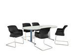 Schäfer Shop Select Besprechungstisch Planova Basic, mit Tischanschlussfeld, Oval, T-Fuß, B 2000 x T 1000 x H 717 mm, weiß/weißaluminium RAL 9006