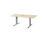 Schäfer Shop Select Besprechungstisch Planova Basic, mit Tischanschlussfeld, Rechteck, T-Fuß, B 1600 x T 800 x H 717 mm, Ahorn/weißaluminium RAL 9006