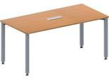 Schäfer Shop Genius Konferenztisch MODENA FLEX, 3-fach Anschluss, Rechteck, 4-Fuß Quadratrohr, B 1600 x T 800 x H 720-840 mm, Buche/weißalu