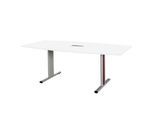 Schäfer Shop Select Besprechungstisch Planova Basic, mit Tischanschlussfeld, Boot, T-Fuß, B 2000 x T 1000 x H 717 mm, weiß/weißaluminium RAL 9006