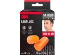 3M Gehörschutzstöpsel 1100, Einweg, konisch geformt, SNR 35 dB, weicher Schaumstoff, orange, Packung mit 30 Paar