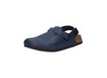 Pantolette BIRKENSTOCK "Tokio", Damen, Gr. 47, blau, Obermaterial: 100% Rindsleder Leather cow., Schuhe Pantolette