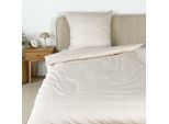 Bettwäsche TOM TAILOR HOME "FINE STRIPES", beige, B/L: 135cm x 200cm, 1 Stk., 1 Stk., Satin, B/L: 80cm x 80cm, 2, Satin, Obermaterial: 100% Baumwolle, Bettwäsche, Bettwäsche, new bedroom, gewebtes Label