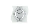Funkwanduhr AMS "F5909", silber (transparent, silberfarben), Wanduhren, B/H/L: 32cm x 30cm, Quarzuhr,Holz,Glas,Wohnzimmer,Esszimmer,Küche,Arbeitszimmer,Büro,Flur