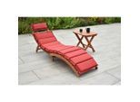 Gardenson , Rot, Beige, Eukalyptusholzfarben , Textil , Eukalyptusholz , Hartholz , Füllung: Polyurethan (PUR),Polyurethan (Pur) , FSC 100% , klappbar , Gartenmöbel, Gartenliegen, Sonnenliegen