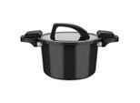 GSW , Schwarz , Metall , 6 l , 16 cm , hitzebeständige Griffe, rostfrei, Griffe werden nicht heiß, hitzebeständig, Druckregelventil, optimale Wärmeverteilung, leichte Reinigung, energiesparend,mit Dampfablass, nicht backofengeeignet , Kochen & Essen, Töpfe, Kochtöpfe