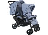 Geschwisterwagen CHIC4BABY "Duo", Baby, hellblau, Kinderwagen Geschwisterwagen, mit feststellbaren Doppelschwenk-Vorderrädern