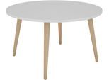 Couchtisch BYLIVING "LASSE", weiß (weiß, weiß), B:80cm H:46cm T:80cm, Tische, Couchtisch, Tischplatte weiß, Gestell Buche natur, Breite: 80 cm