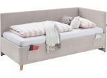 Kinderbett MEISE.MÖBEL "COOL II", beige (nata, nata), B:130cm L:210cm, Betten, Kinderbett, Polsterbett wahlweise mit Bettkasten, Jugendbett inkl. USB Anschlüsse
