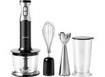 HANSEATIC Stabmixer "HHBL1000SD 97294244 Schneebesen Aufsatz + Rühr-/Messbecher", schwarz (silber, schwarz), B:15cm H:25cm, Mixer, inkl. 3 Jahre Herstellergarantie, Stabmixer, Topseller