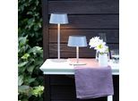 LED Außen-Tischleuchte OTTO HOME "Oddny - Tischlampe 2er Set mit Solar u. Akku", grau, H:30cm Ø:12,5cm, Leuchten, 30 cm, aufladbar ü. Solar & USB, 3000 K, dimmbar, IP44, Akkulampe