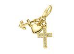 Charm-Einhänger "Glaube Liebe Hoffnung, vergoldet, Silber 925", gold, GIORGIO MARTELLO MILANO, Charms, Damen, Silber 925 (Sterlingsilber)