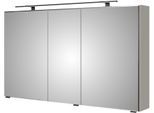Spiegelschrank SAPHIR "3 Drehtüren einfach verspiegelt und 6 Glaseinlegeböden", kaschmir matt, B:120cm H:70,3cm T:14,9cm, Holzwerkstoff, Schränke, Spiegelschrank