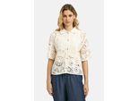 Kurzarmbluse MILANO ITALY, Damen, Gr. L, beige (sand), Web, Material: 100% Baumwolle, regular fit normal, hoch geschlossener Ausschnitt, eingesetzt gerader Abschluss, Blusen, aus Baumwolle