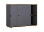 P & B Aktenschrank , Anthrazit, Honigeiche , Holzwerkstoff , 1 Fächer , 100x74x37 cm , abschliessbar , Büromöbel, Aktenschränke