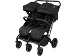 Zwillingsbuggy BABYGO "Zwillingskinderwagen GOTwice", Kinder, schwarz, Kinderwagen, mit drei schwenkbaren Vorderrädern