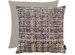 Dekokissen APELT "Chalet", grau (grau, terracotta), B:46cm L:46cm, Obermaterial: 35% Polyester, 35% Viskose, 20% Baumwolle, 10% sonstige Fasern, Dekokissen_Sitzkissen_Kissenhüllen, Rückseite Strukturuni / Wendekissen