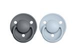 BIBS De Lux Natural Rubber Size 2: 6+ months fopspeen Iron / Baby Blue 2 st