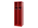 C+P Feuerwehrspind Evolo, Modell EXPERT, 2 Abteile, B 600 x T 500 x H 1850 mm, Bodengleiter, feuerrot RAL 3000