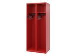 C+P Feuerwehrspind Evolo, Modell EXPERT, 2 Abteile, H 1850 x B 800 x T 500 mm, Bodengleiter, feuerrot RAL 3000