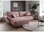 Ecksofa HOME AFFAIRE "Lazio modern und bequem, schmale Armlehnen, tolle Detailverarbeitung", rosa (silber, zierkissen silber), B:255cm H:94cm T:178cm, 93% Polyester, 7% Polyamid, Sofas, Ecksofa, zwei verschiedene Fußfarben wählbar