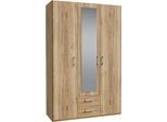 Kleiderschrank FORTE, braun (mauvella eiche), B:133,2cm H:210,5cm T:54,2cm, Holzwerkstoff, Schränke, Kleiderschrank, Drehtürenschrank, Spiegel, Stauraum, 2 Schubladen