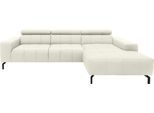 Ecksofa DOMO COLLECTION "Cunelli tolle Sitznähte als Designelement, fester Sitzkomfort, L-Form", weiß, B:292cm H:79cm T:175cm, Lederlook;100% Polyurethan, Sofas, Ecksofa, whlw. verstellbare Kopfteile, passend für gängige Saugroboter