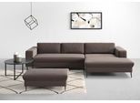 Ecksofa DOMO COLLECTION "Modica, zeitlos und elegant, L-Form", grau (taupe), B:329cm H:81cm T:173cm, Sofas, Ecksofa, Auch in Cord, Fußhöhe passend für gängige Saugroboter
