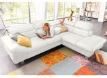 Ecksofa COTTA "Driver L-Form", weiß, B:268cm H:73cm T:214cm, Kunstleder SOFTLUX;LEDER BEEFY (ein abgedecktes Spalt-Rindsleder) im Sitz und Rücken (Korpus in Kunstleder);Luxus-Kunstleder;Leder Pampas (echtes Rindsleder) im Sitz und Rücken (Rückseite mit Spannstoff bezogen), Sofas, Ecksofa, mit Kopfteilverstellung, wahlweise mit Bettfunktion & Bettkasten